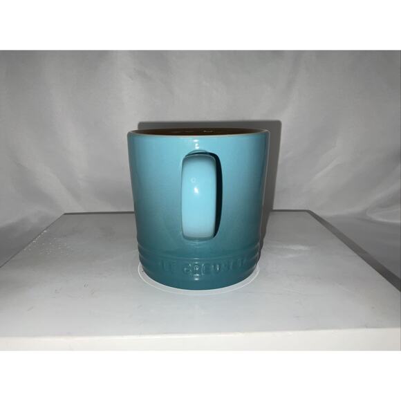 NEW Le Creuset Stoneware Coffee Mug Cup 12oz Caribbean Blue Green Fade Ombre - Picture 2 of 6